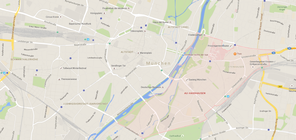 Google Maps gibt Aufschluss über die Stadtteilzuordnung.